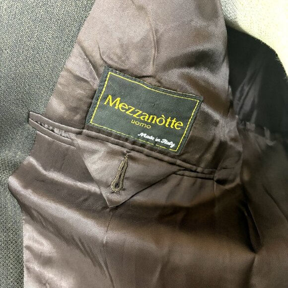 Mezzanotte Uomo Men's 3/4 Sleeves Green‎ Brown Textured Blazer Pure Wool Italy - Picture 6 of 9